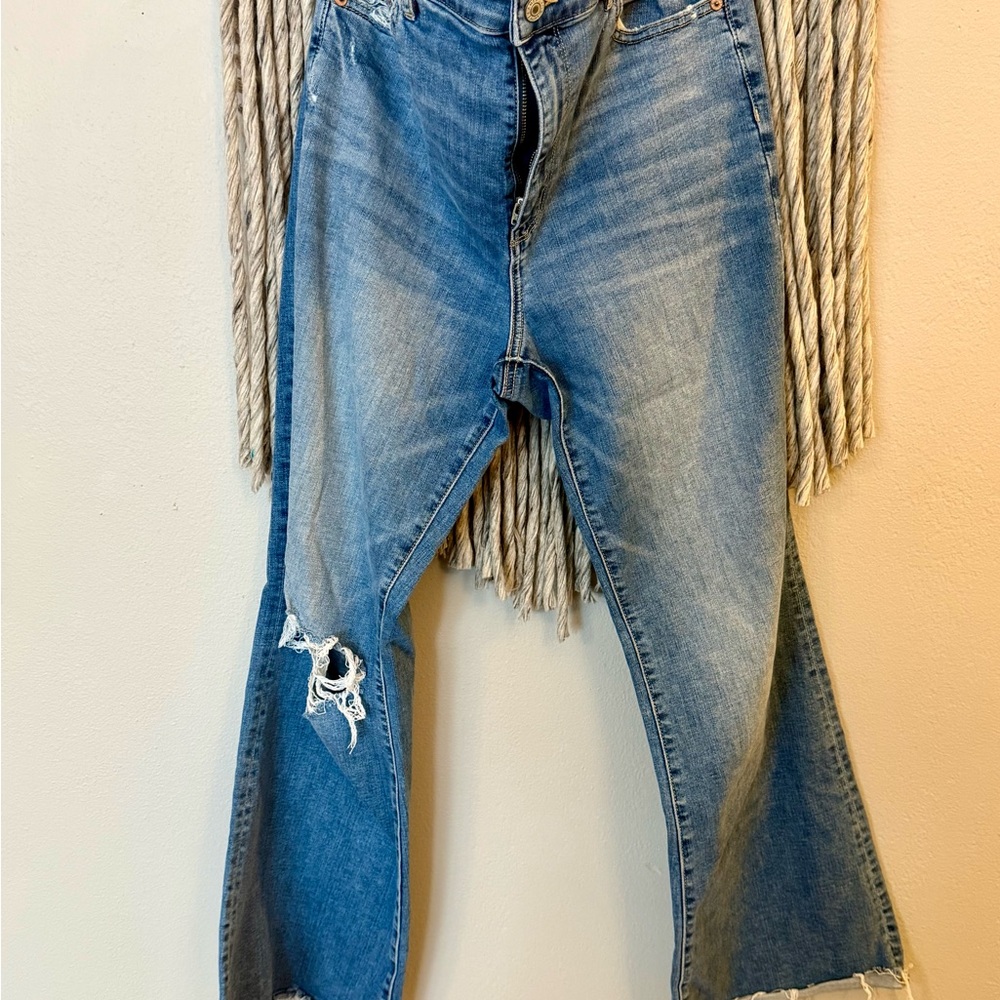 American Eagle Outfitters Light Blue Distressed Flare Jeans